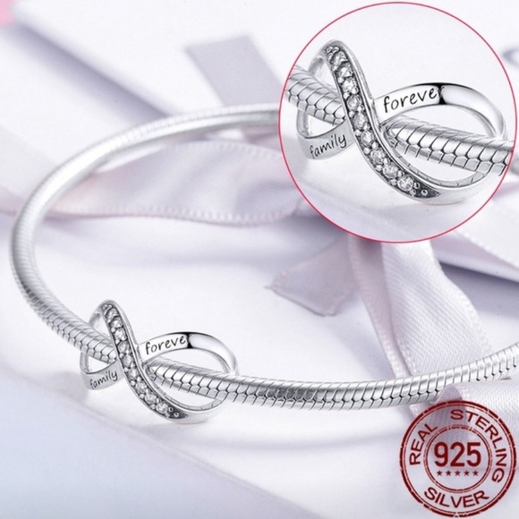STERLING SILVER FAMILY INFINITY CHARM - Picture 2 of 6